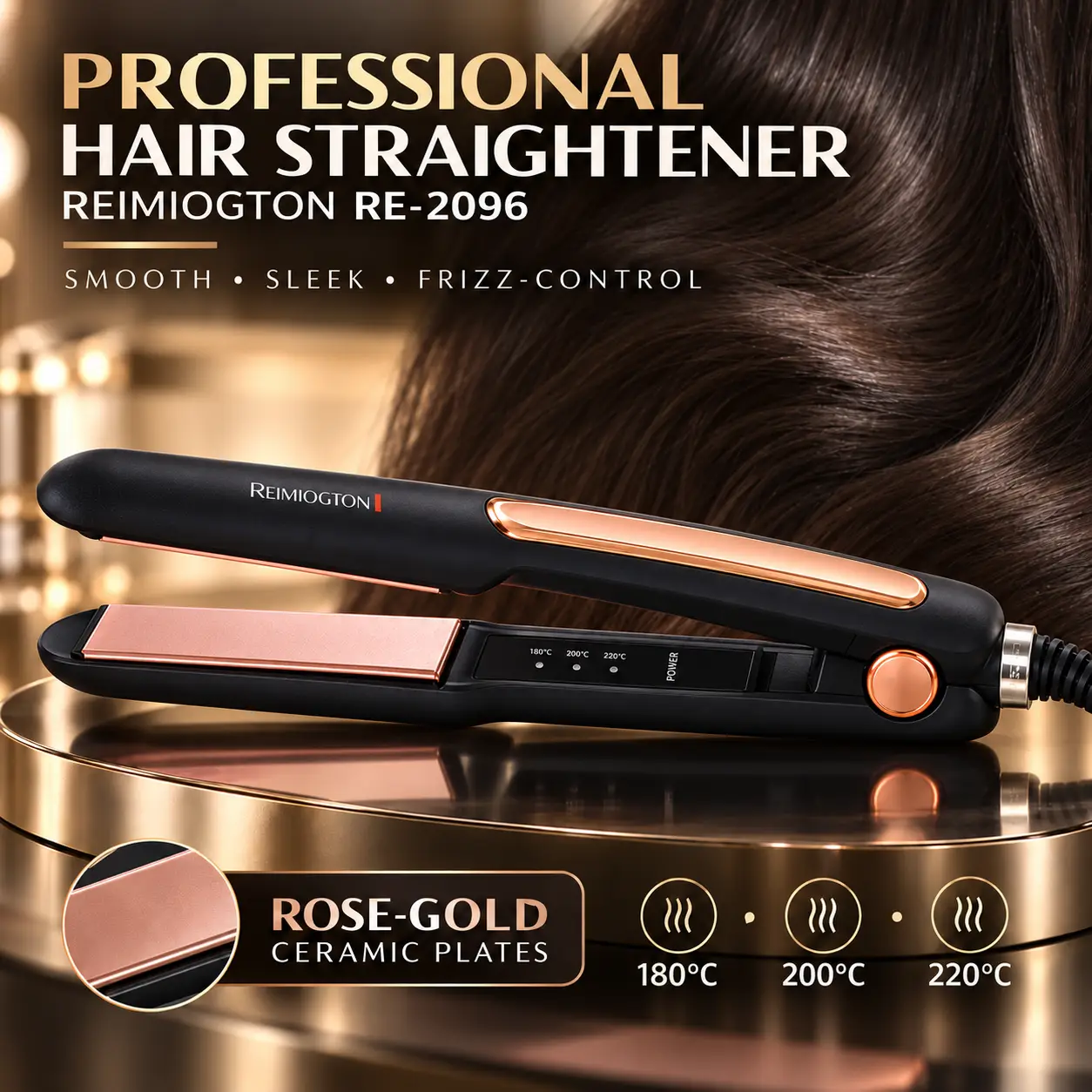 reimiogton-haircare-hairtools-sd-15826 (1) Professional Ceramic Hair Straightener Fast Heat Smooth Shine - Image 1